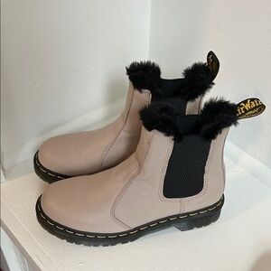 Dr. Martens Light Pink Faux Fur Lined Slip On Boots, Size US 7